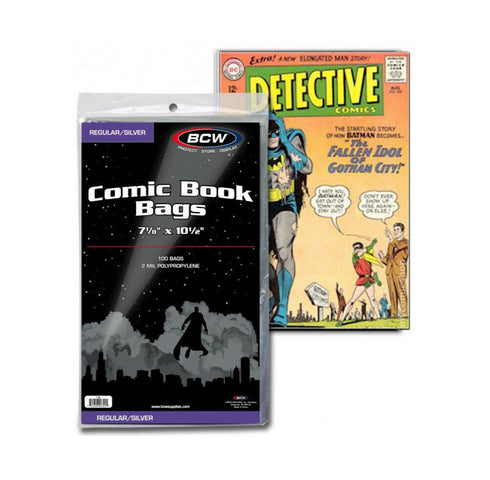 BCW Comic Book Bags Regular and Silver Age Comics (7" 1/8 x 10" 1/2) (100 Bags)