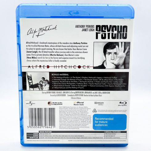 Psycho (1960) Alfred Hitchcock Blu-Ray DVD 50th Anniversary Collectors Edition