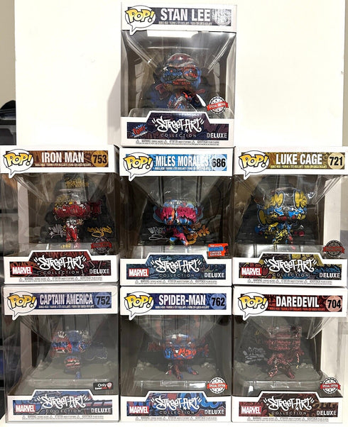 Marvel Street Art Funko Pop Vinyl Figures Set Miles Morales Spider-Man Stan Lee