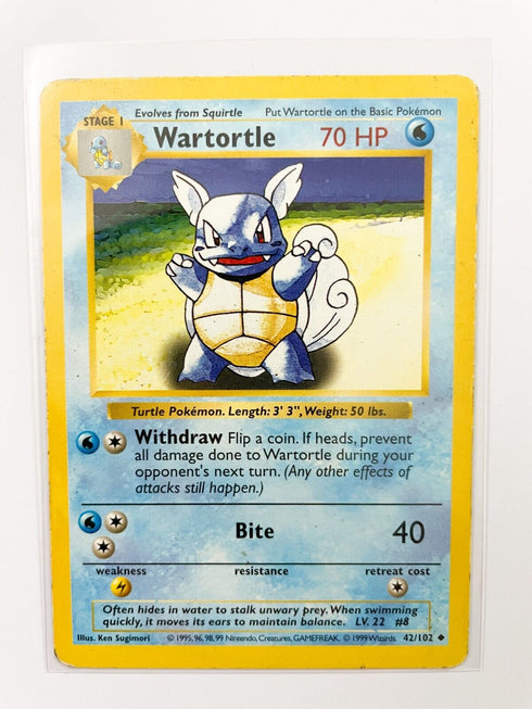 Shadowless Wartortle 42/102 Base Set WOTC Pokemon Card