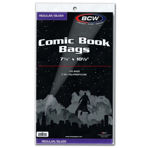 BCW Comic Book Bags Regular and Silver Age Comics (7" 1/8 x 10" 1/2) (100 Bags)