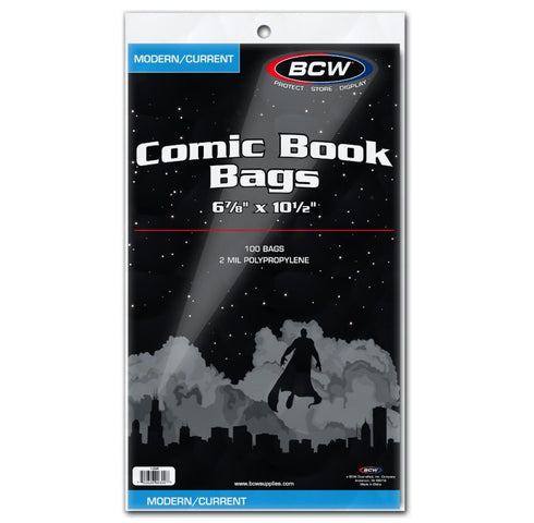 BCW Comic Book Bags Current Comics (6" 7/8 x 10" 1/2) (100 Bags Per Pack)