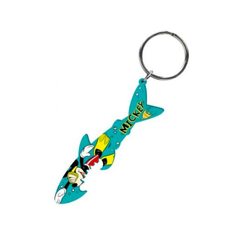 Blue Disney Mickey Mouse Shark Diving Keyring Pewter Bottle Opener Keychain